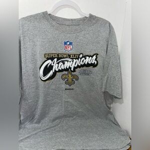VINTAGE 2010 Reebok New Orleans Saints Super Bowl XLIV Gray T-Shirt Size XL
